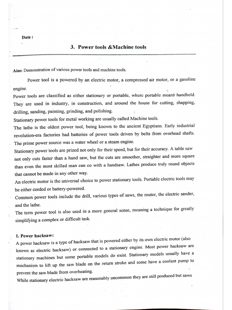 Power Tools and Machine Tools | PDF