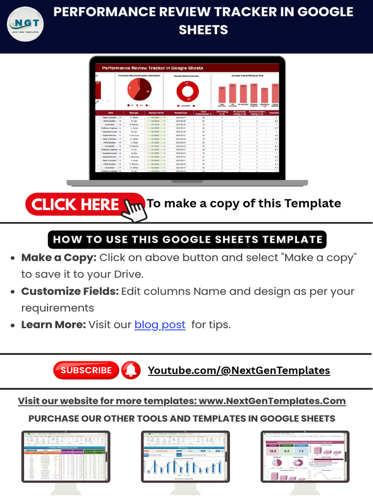 Performance Review Tracker in Google Sheets | PDF