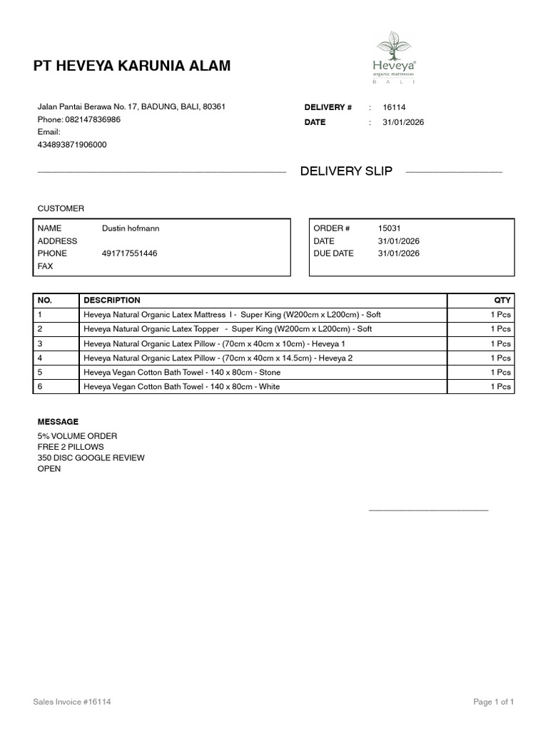 DeliverySlip-16114-Dustin Hofmann Done | PDF