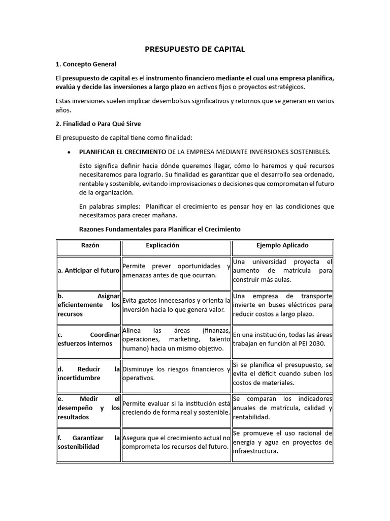 Presupuesto de Capital | PDF | Presupuesto | Inversiones