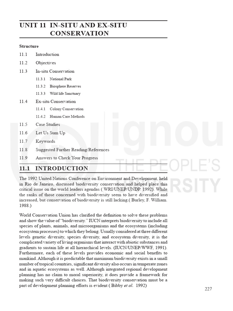 Ex-situ and in-situ Conservation | PDF | Conservation Biology ...