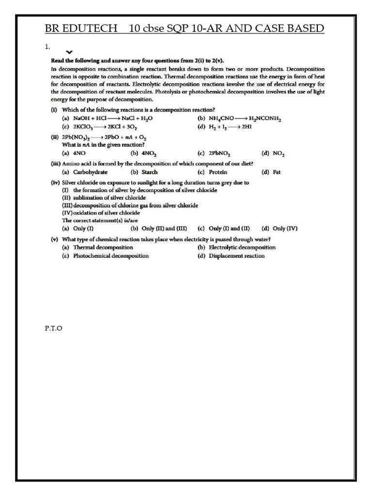 Bre Class 10 Sqp 10-Ar,Case Based | PDF