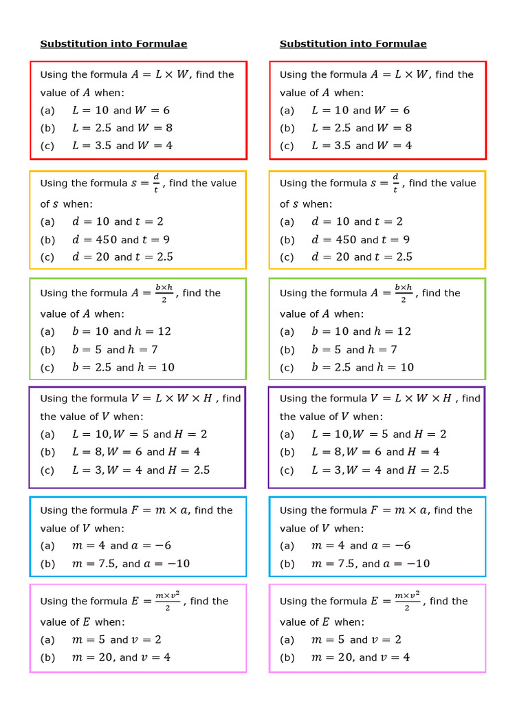 Algebra Substitution Homework | PDF | Algebra | Mathematics