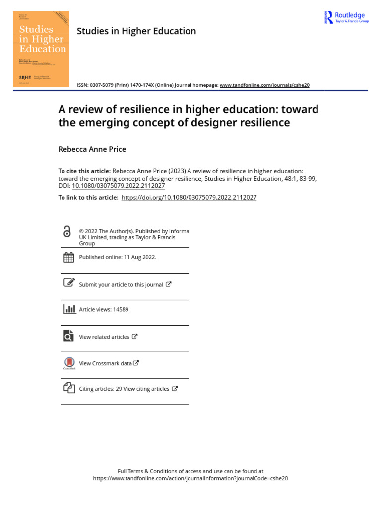 A Review of Resilience in Higher Education Toward the Emerging Concept ...
