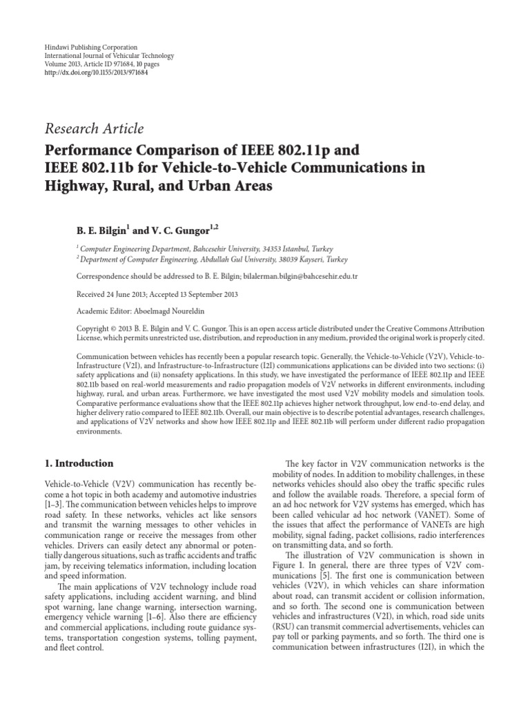 Performance Comparison of IEEE 80211p and IEEE 802 | PDF | Ieee 802.11 ...