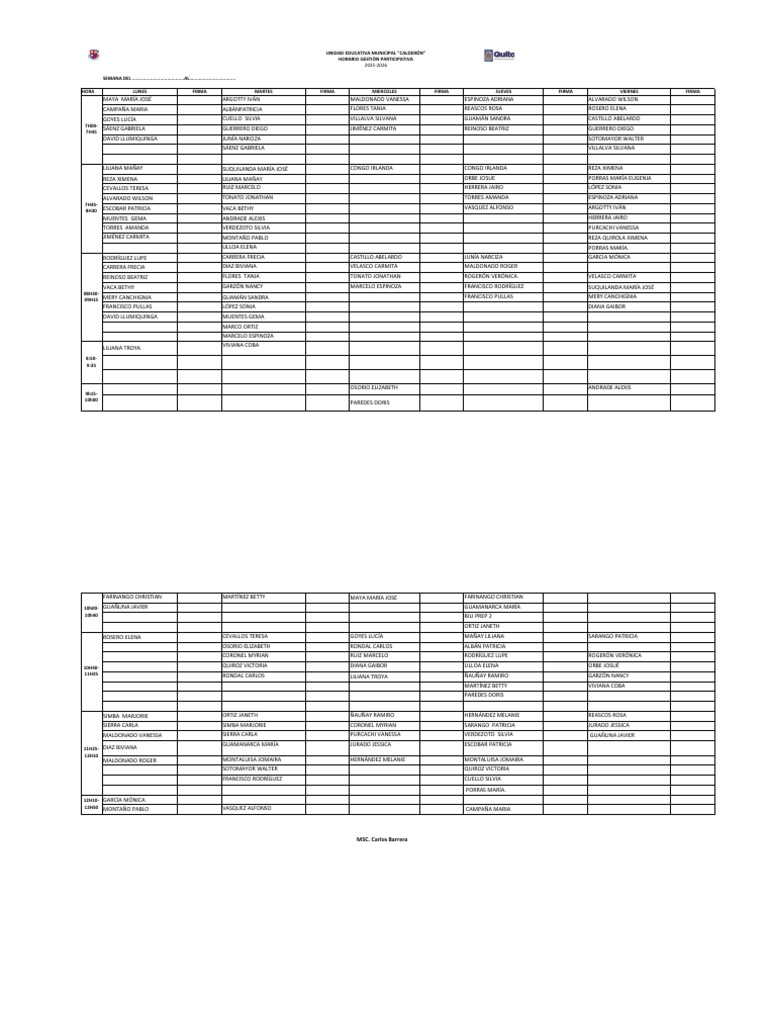 Horarios Atencion PPFF 2025-2026 Actualizado Enero 2026 | PDF