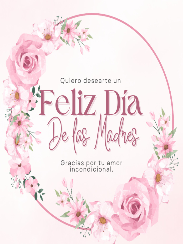 Sticker Circular Feliz Día de Las Madres Floral Delicado Rosa ...