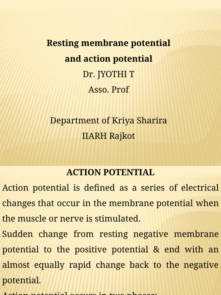 Action and Resting Membrane Potrnyioals (1) | PDF