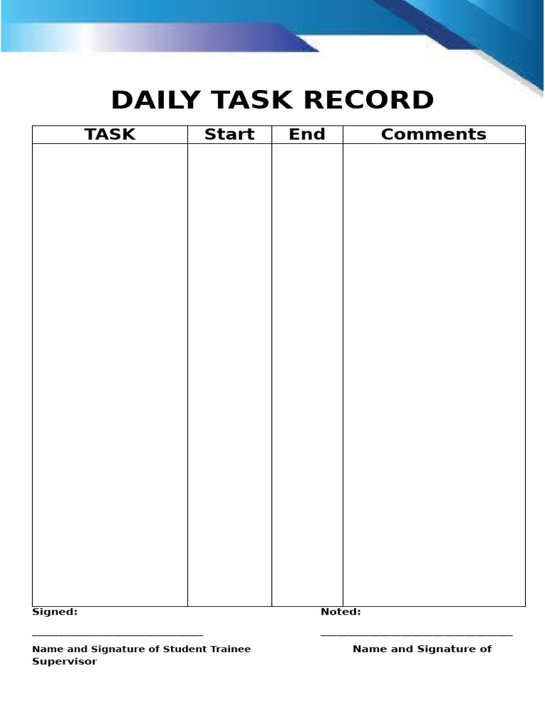 Daily Task Record | PDF