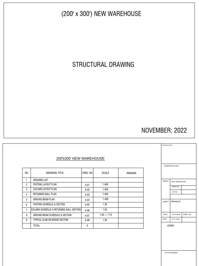 20221122 (200'X300') New Warehouse Structure | PDF | Concrete ...