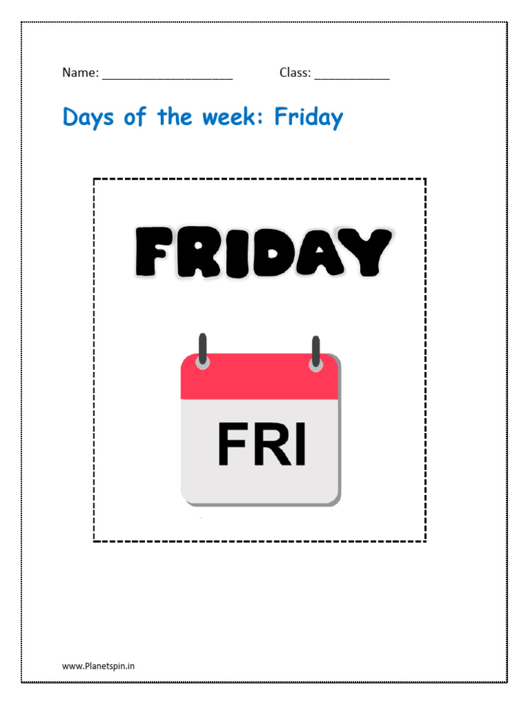 Days of The Week Flashcards Friday | PDF