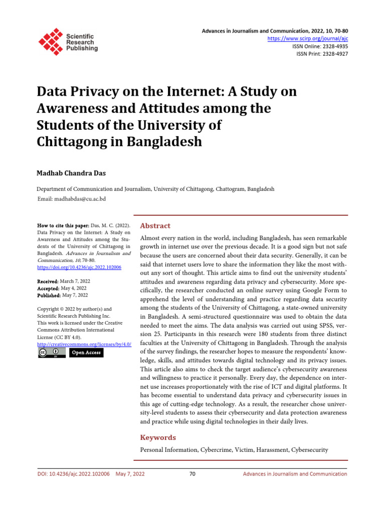 Data Privacy on the Internet a Study on Awareness | PDF | Cybercrime ...