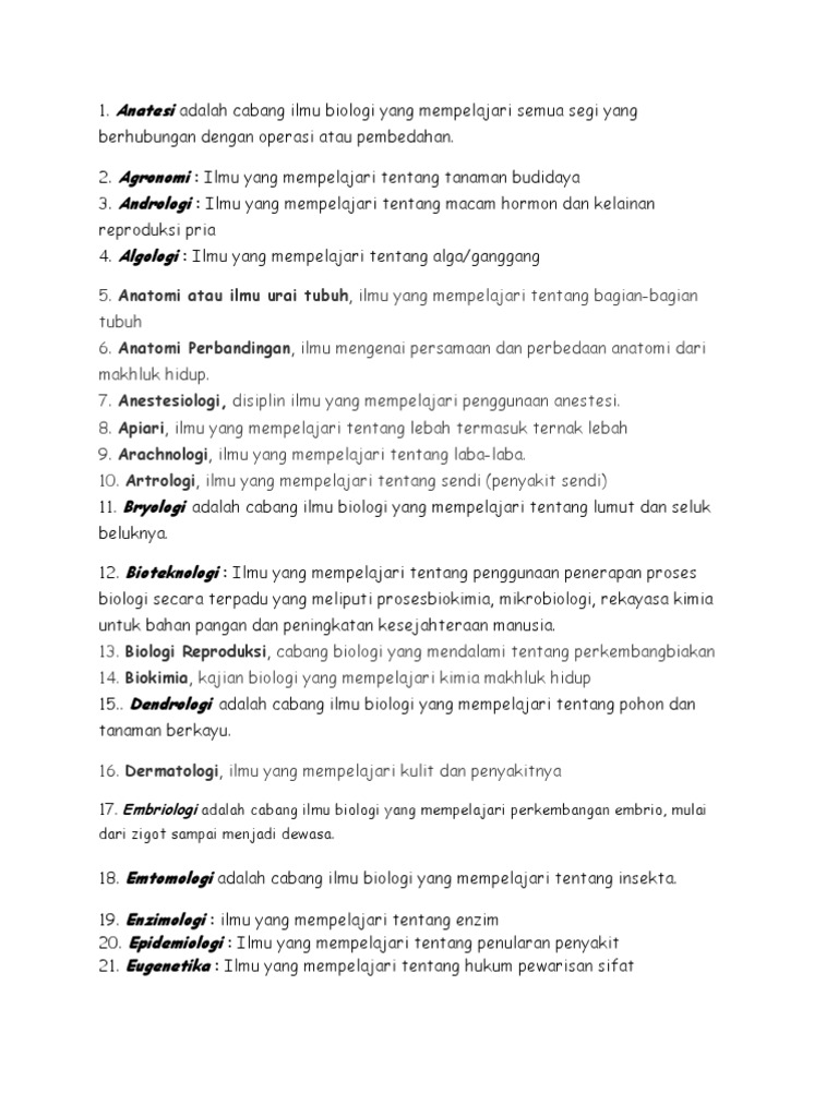 Cabang Cabang Biologi Pdf