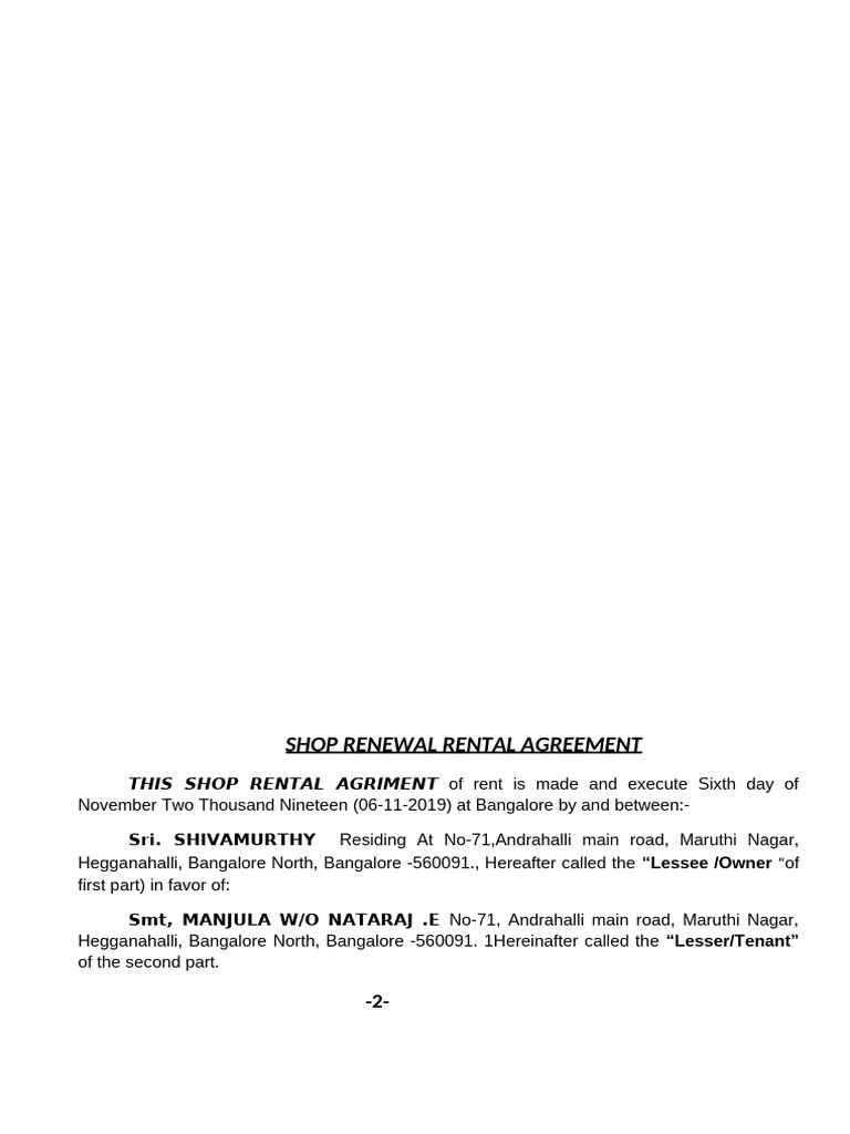 English Shop Rental | PDF | Lease | Leasehold Estate