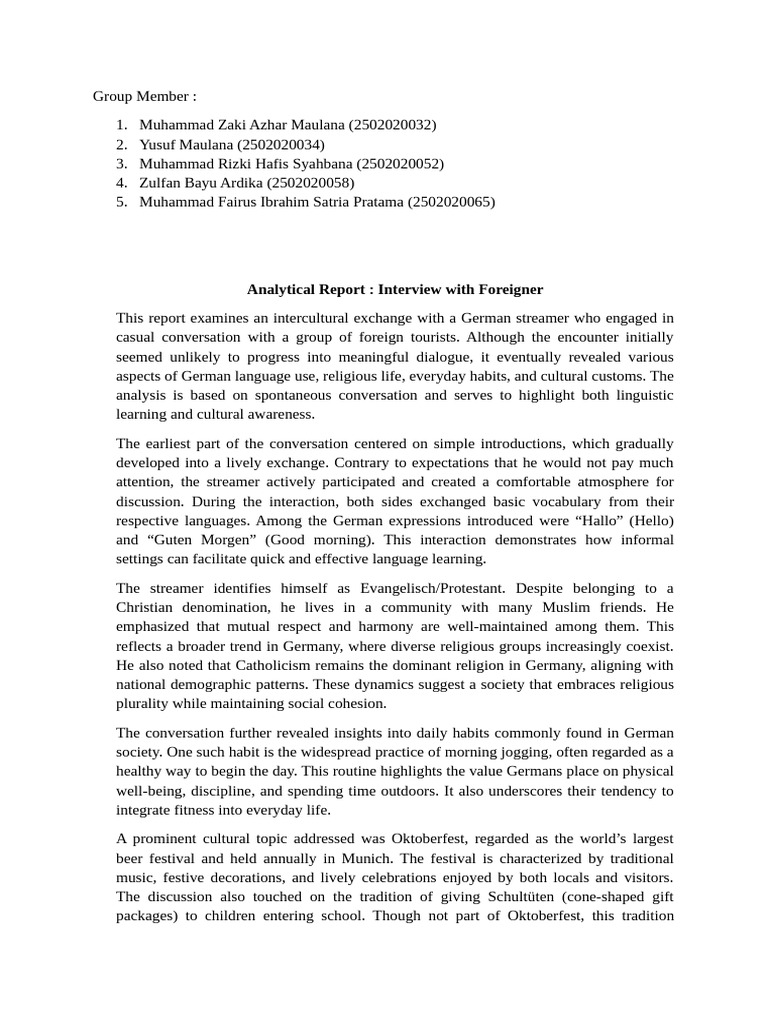 Analytical Report Group 7 | PDF | Human Communication