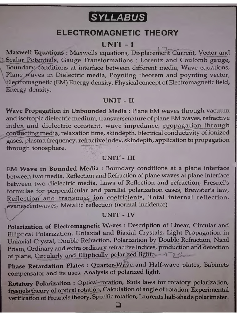 UNIT-I Maxwell Equations | PDF | Polarization (Waves) | Waves