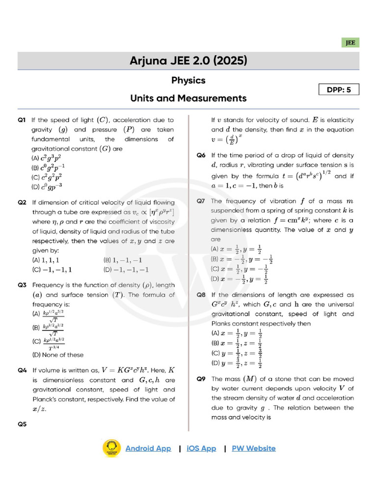 Units and Measurements DPP 05 | PDF