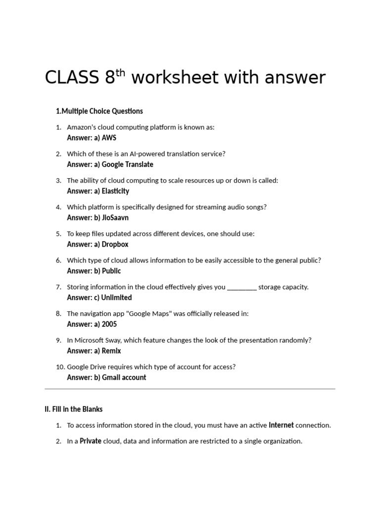 Worksheet Questions With Answar | PDF | Control Flow | Cloud Computing