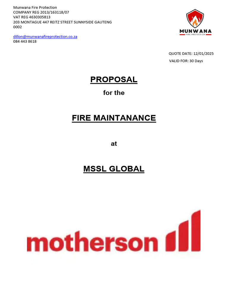 Quo1023 - MSSL Monthly Maintanance Rev 4 | PDF | Fire Sprinkler System ...