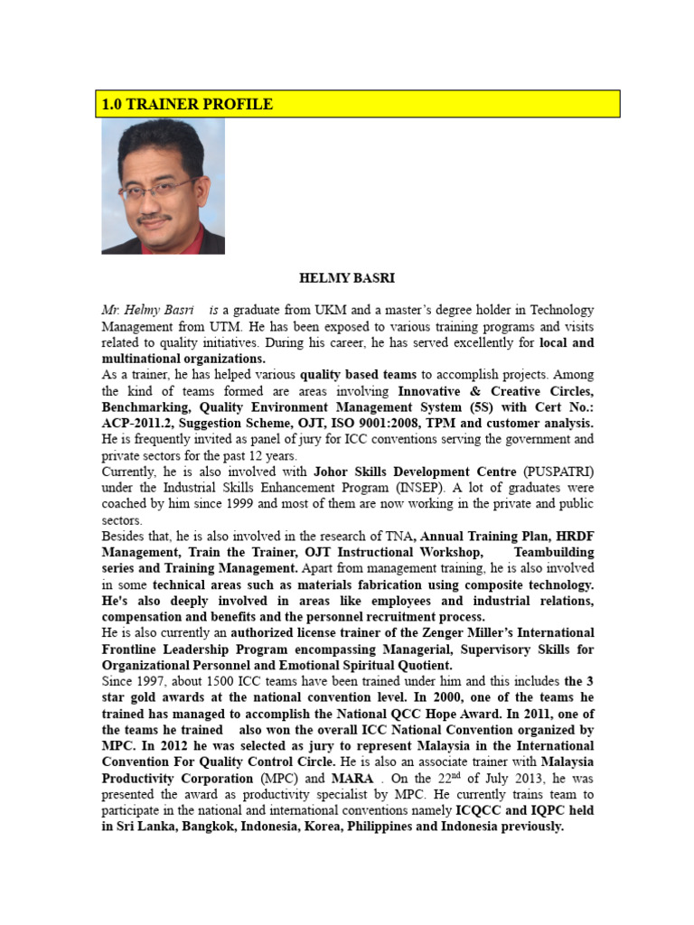 Helmy's Very Brief Profile | PDF | Industrial Organization | Industrial ...