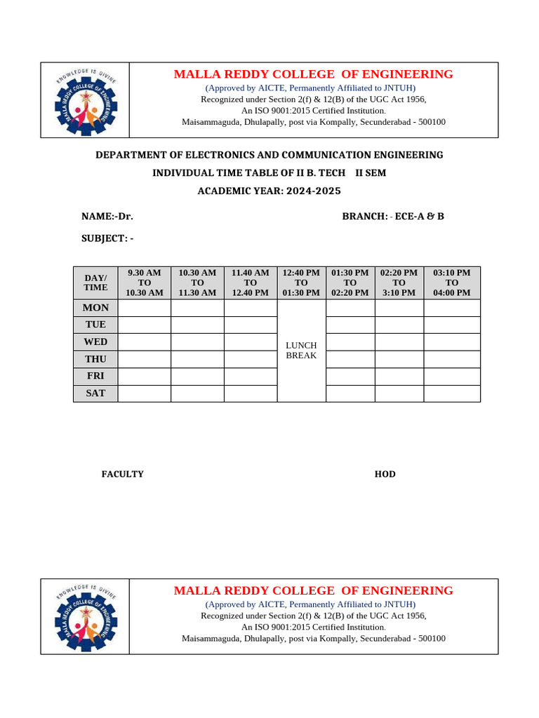 2-2 TT and Individual Time Tables Final | PDF | Electronics ...