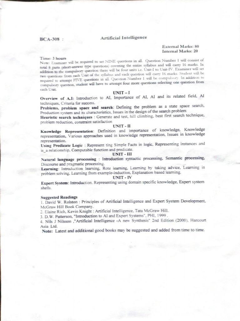 BCA 6th Sem Artificial Inteligence | PDF