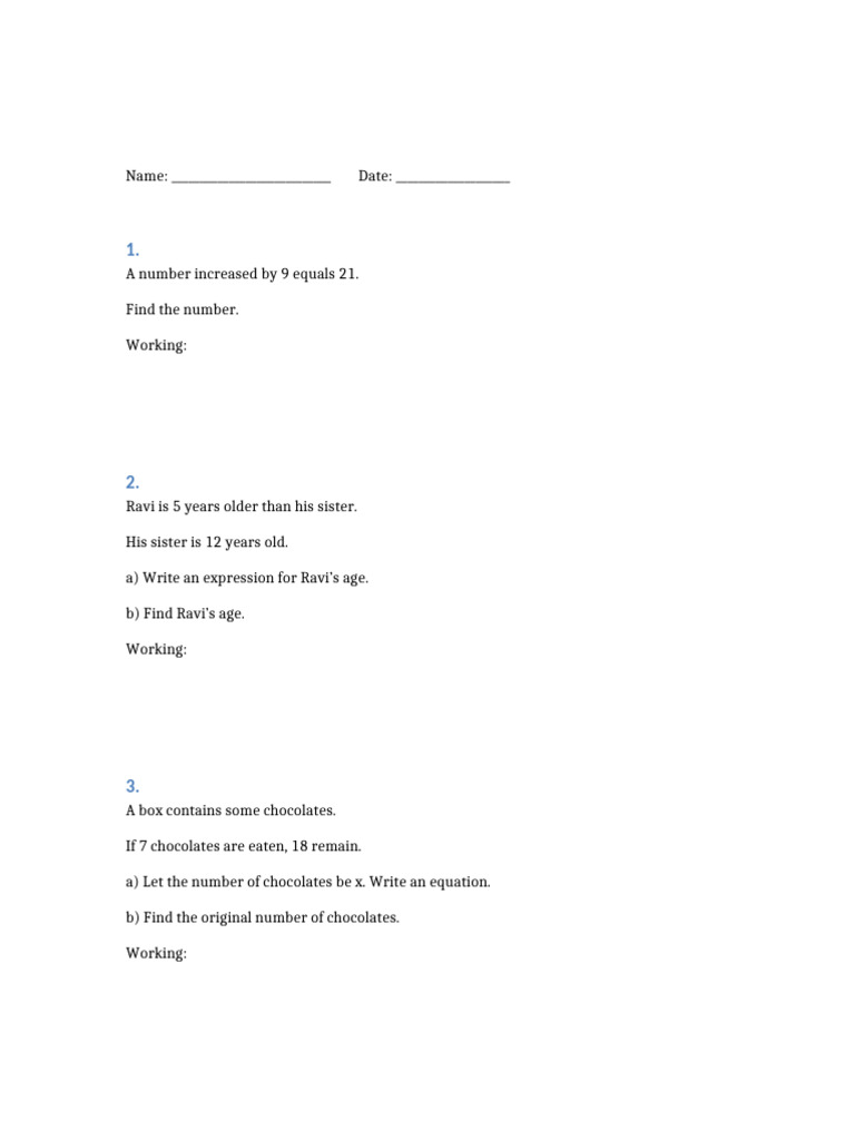 Cambridge Stage 7 Algebra Word Problems | PDF