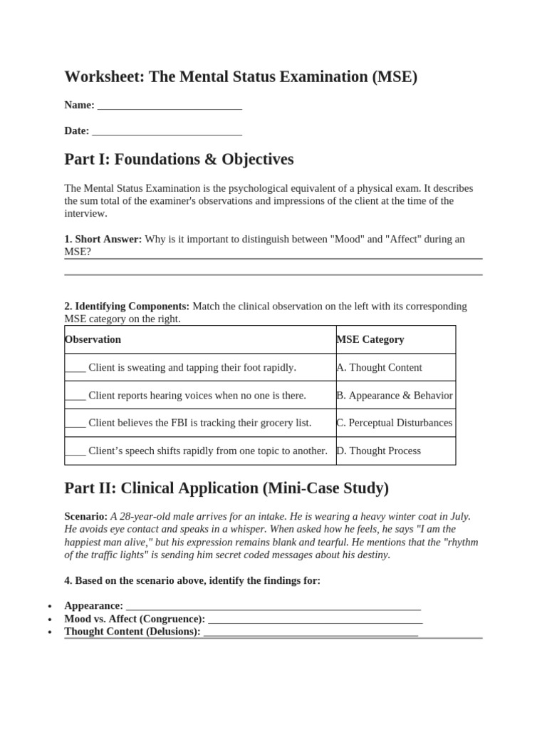 MSE Worksheet | PDF