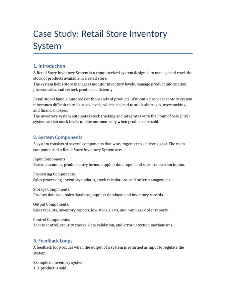 Retail Inventory Case Study | PDF | Point Of Sale | Inventory