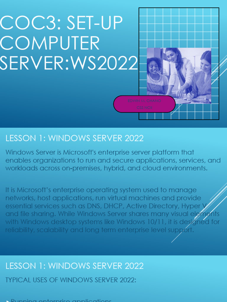 Coc3 Set Up Computer Server Lesson1 Installation of Winserver2022 ...