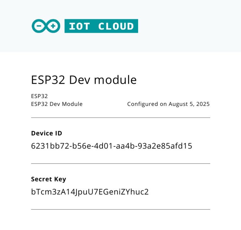 Arduino Device Secret Key | PDF