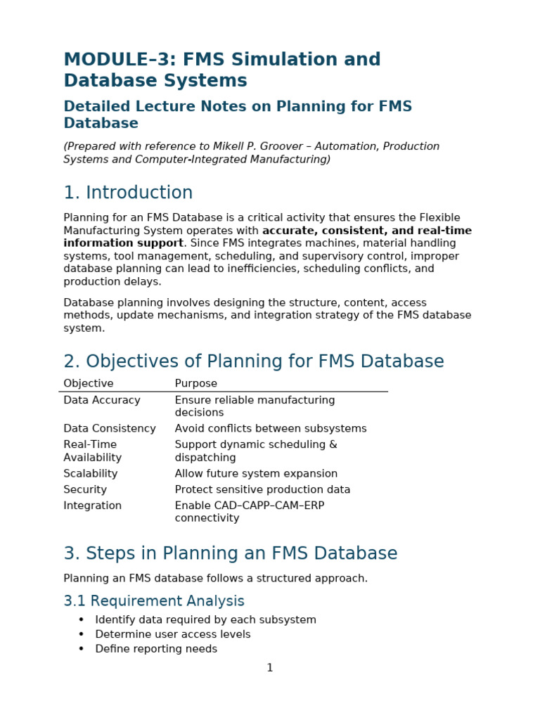 Module-3 Lecture 5 Notes - Planning For Fms Database | PDF | Databases ...