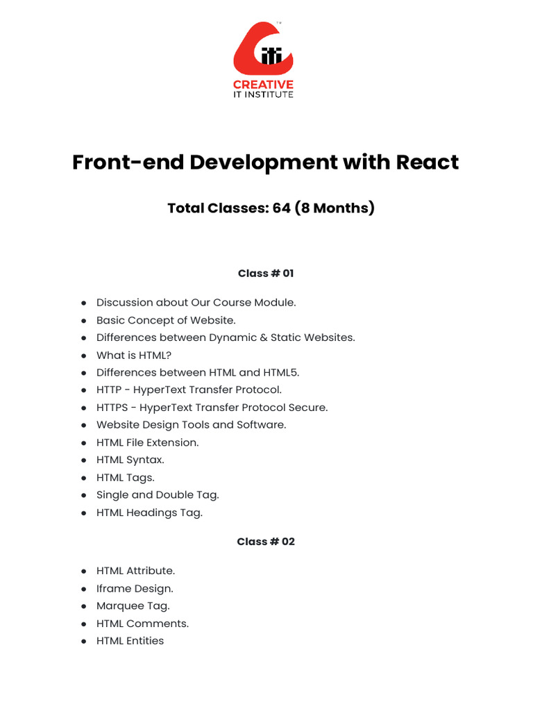 Front End Development With React | PDF | Html Element | Html