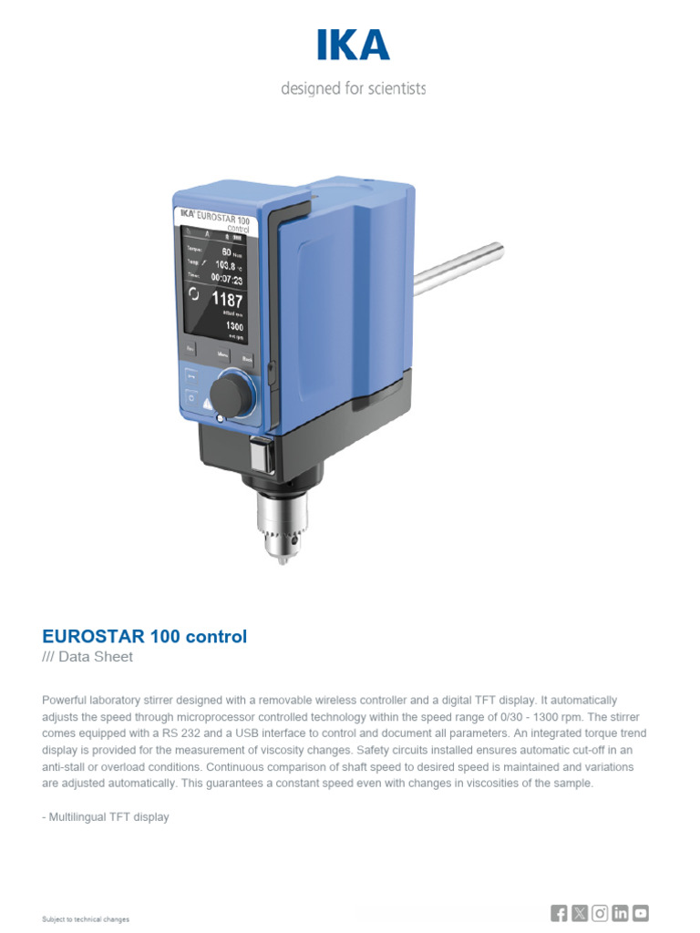 Data Sheet EUROSTAR 100 Control | PDF | Electric Motor | Electric Generator