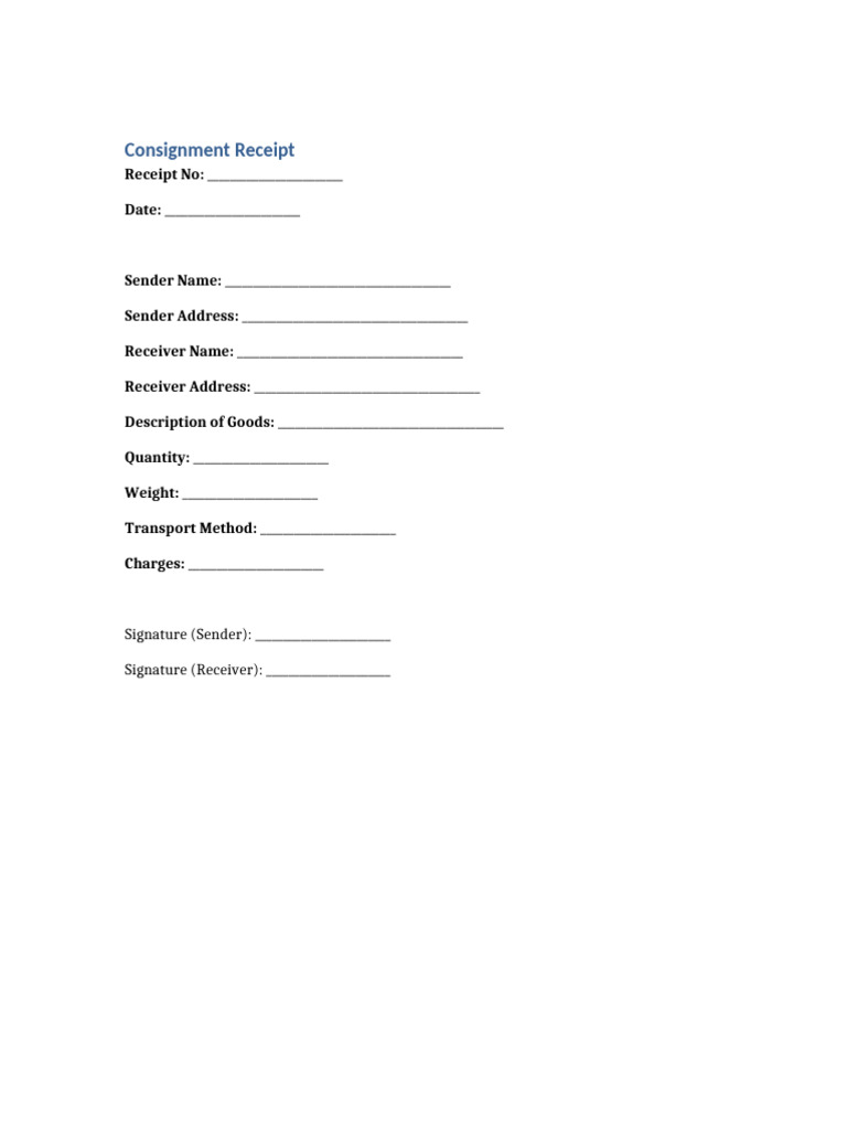 Consignment Receipt Template | PDF