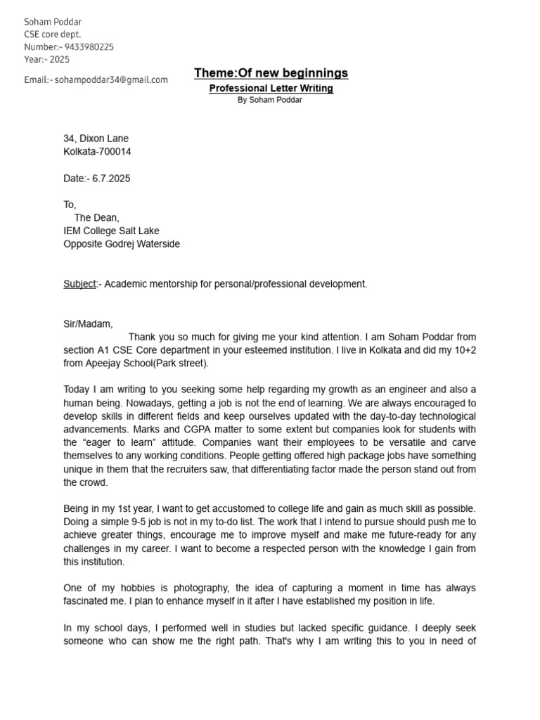 Professional Letter Writing | PDF