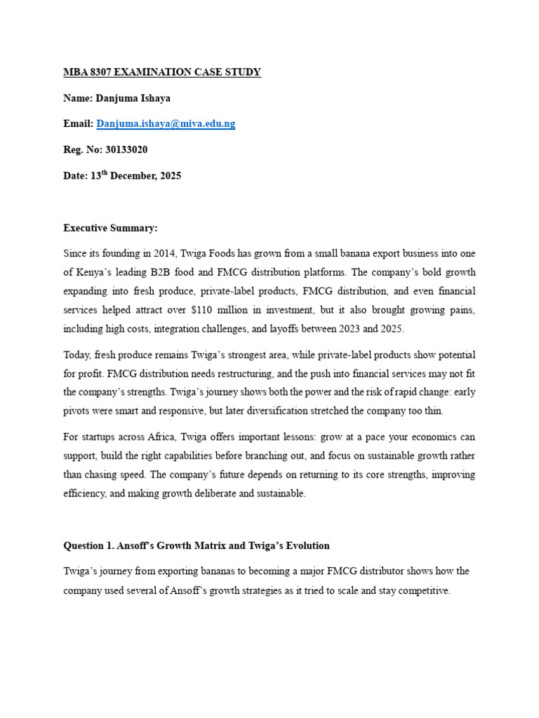 Mba 8303 Exams Case Study | PDF | Exports | Sustainability