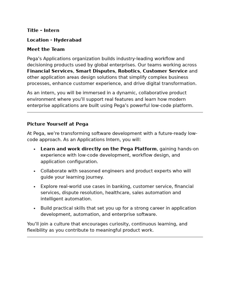 JD - Intern - Application - BTech - 2026 | PDF | Automation | Agile ...