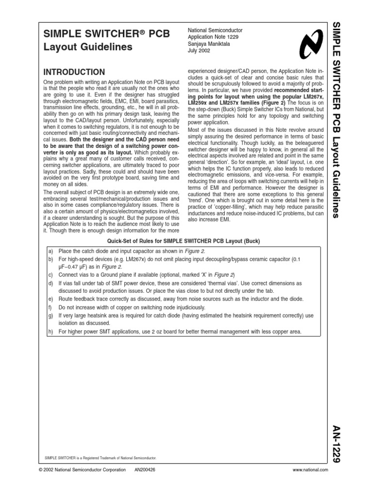 Simple Switcher PCB Layout Guidelines | PDF | Capacitor | Inductance