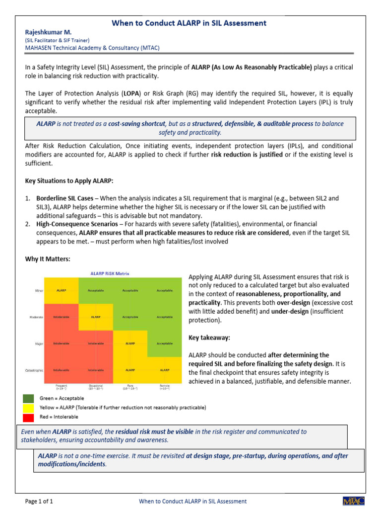 When To Conduct ALARP in SIL Assessment 1758965025 | PDF