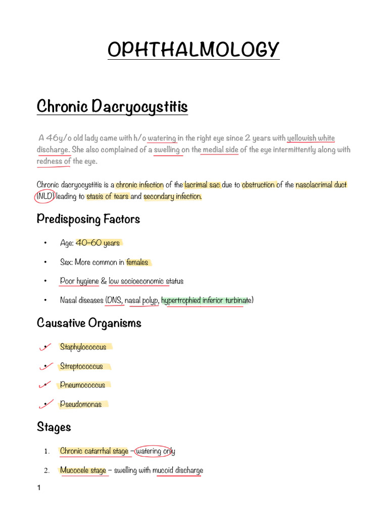Ophthalmology Notes | PDF | Ophthalmology | Medical Specialties