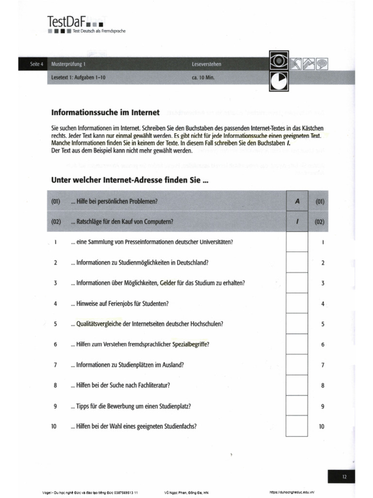 TestDaf 1 | PDF