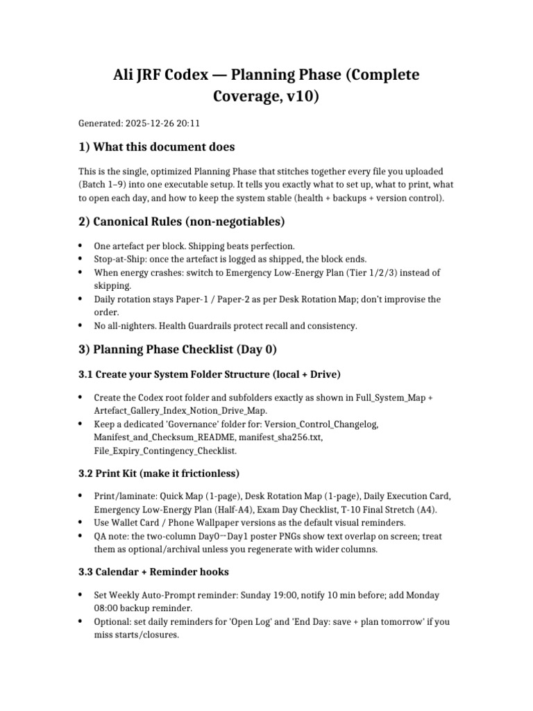 Ali JRF Codex Planning Phase Final Optimized v10 COMPLETE | PDF ...