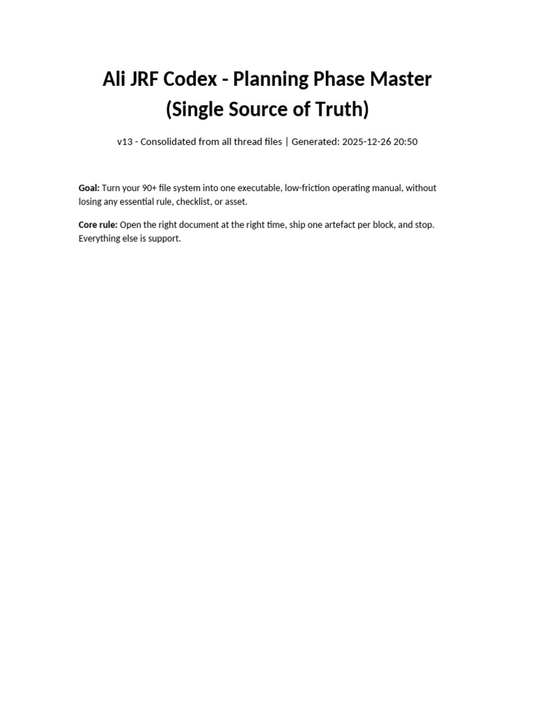 Ali JRF Codex Planning Phase Final Optimized v13 MASTER PERFECT | PDF ...