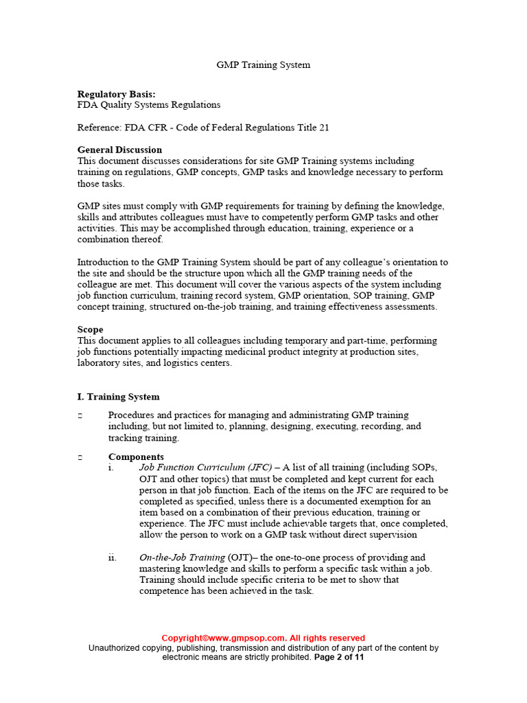 QMS MANUAL 015 GMP Training System Sample | PDF | Quality Management ...