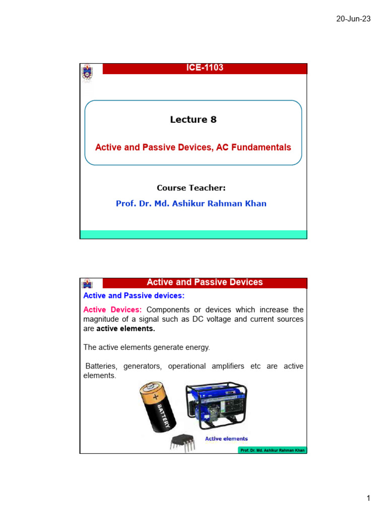 L-8, Passive and Active Devices | PDF | Direct Current | Inductor
