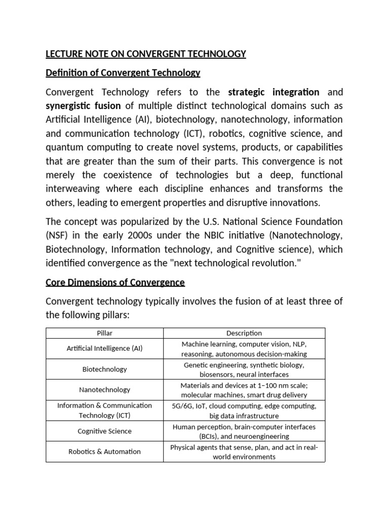 Lecture Note On Convergent Technology | PDF | Artificial Intelligence ...