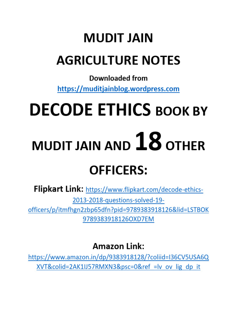 Mudit Jain Agriculture Notes | PDF