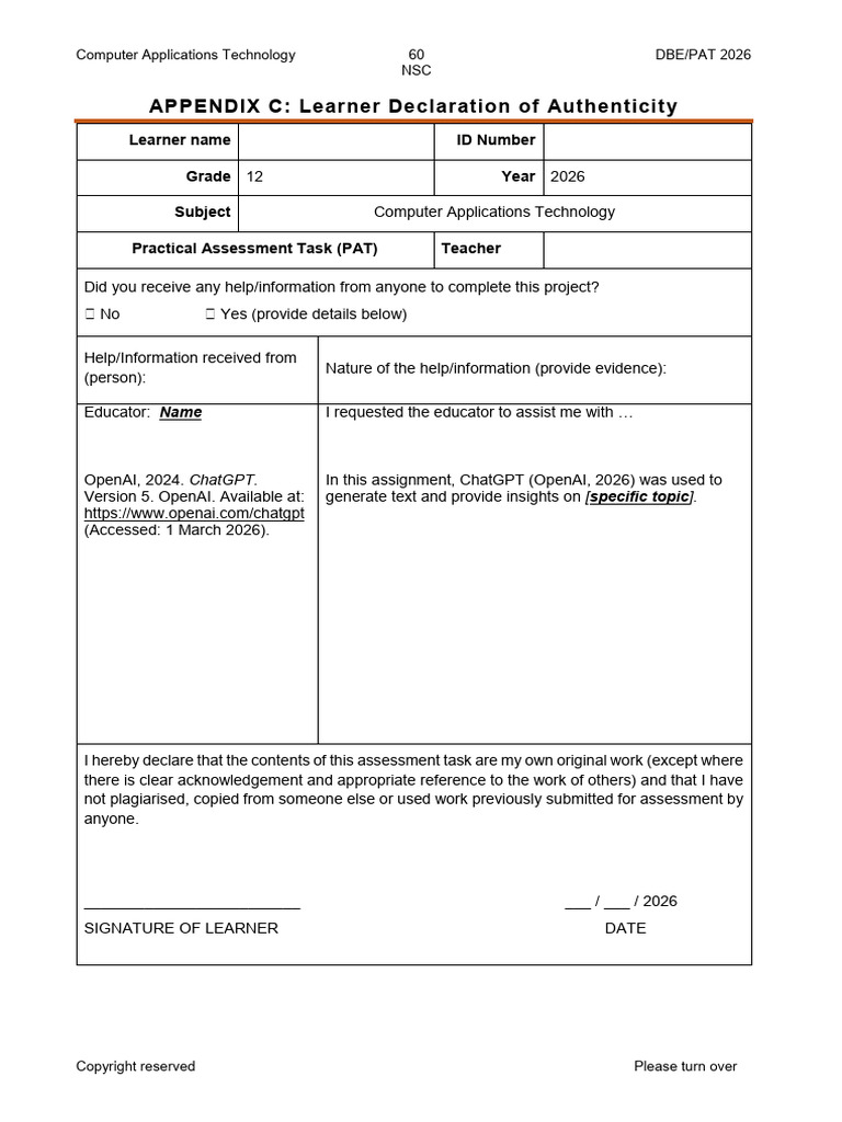 Learner Declaration | PDF