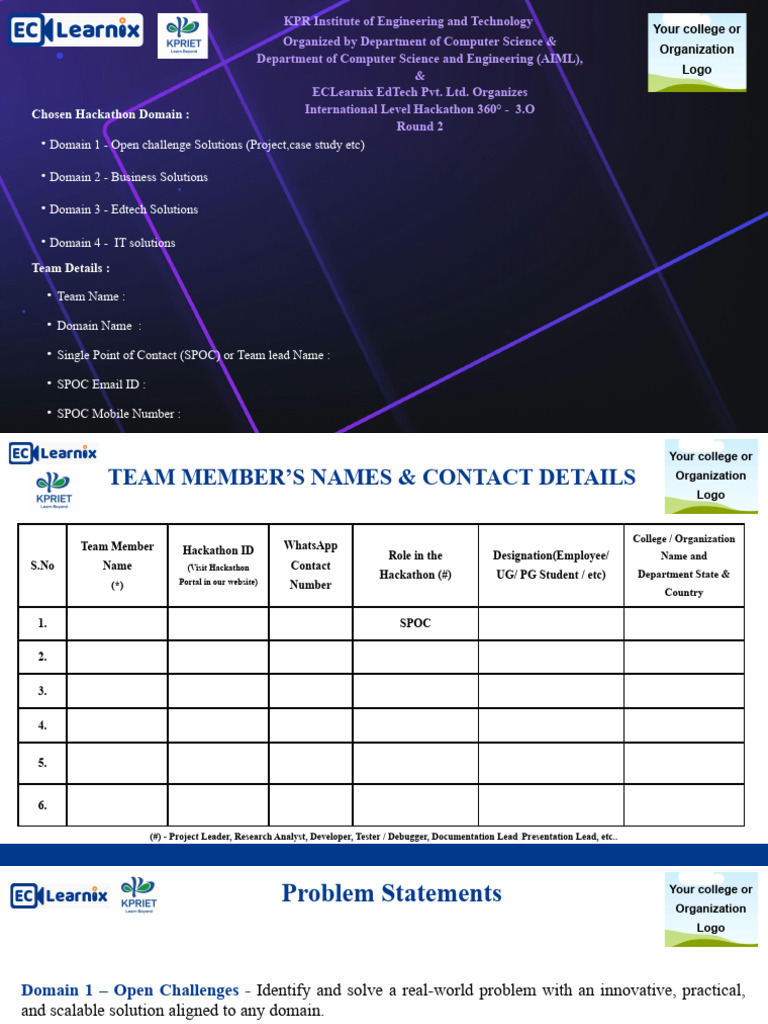 Hackathon 3.0 - Round 2 (Final) Template | PDF | Microsoft Power Point ...
